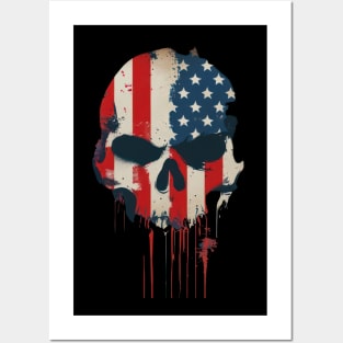 USA Skull Flag Posters and Art